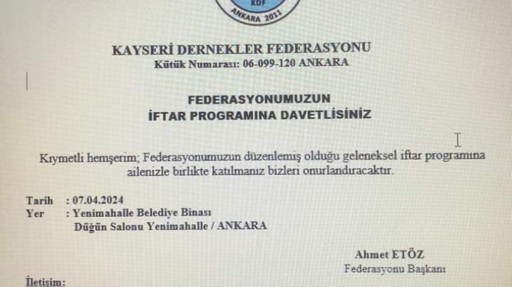 FEDERASYONUMUZUN GELENEKSEL RAMAZAN İFTAR YEMEĞİ